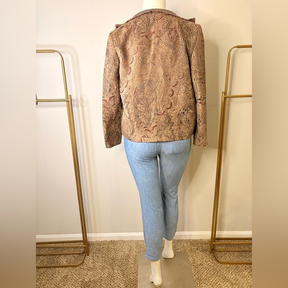 Harve Benard Brown Cropped Blazer with Snakeskin Print - Picture 4 of 12